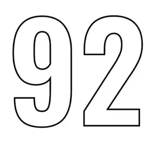 דף צביעה של המספר 92 להדפסה