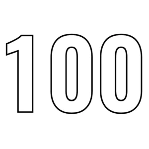 דף צביעה של המספר 100 להדפסה