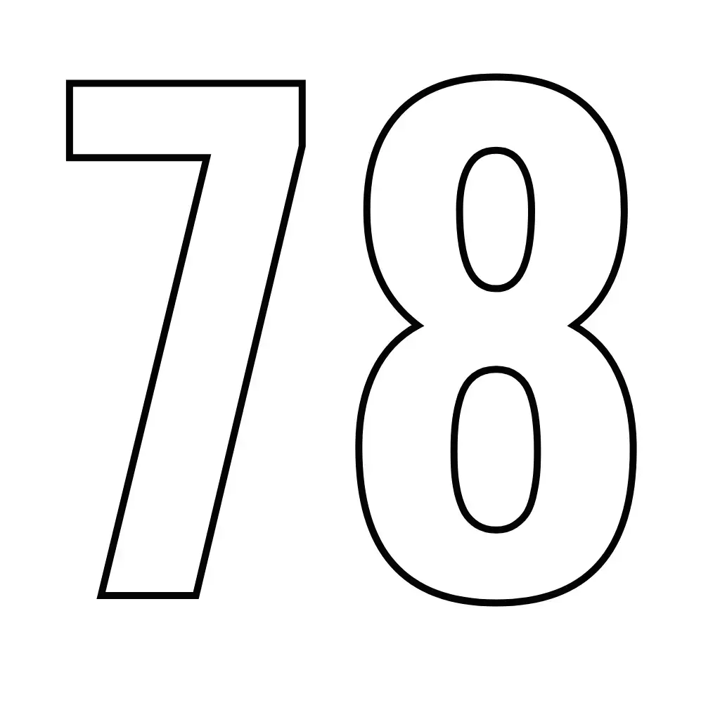 דף צביעה של המספר 78 להדפסה