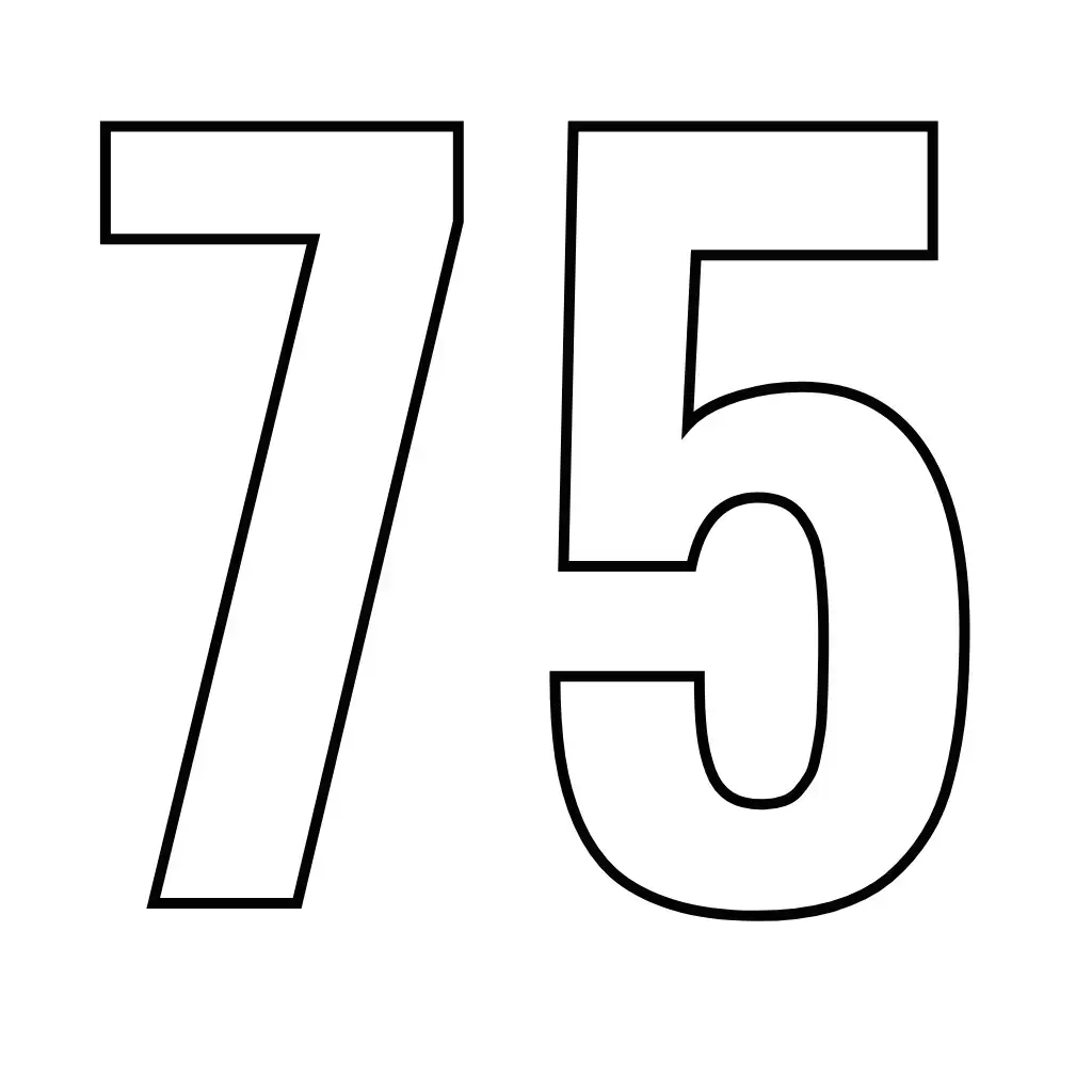 דף צביעה של המספר 75 להדפסה