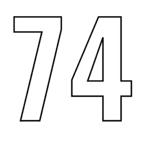 דף צביעה של המספר 74 להדפסה