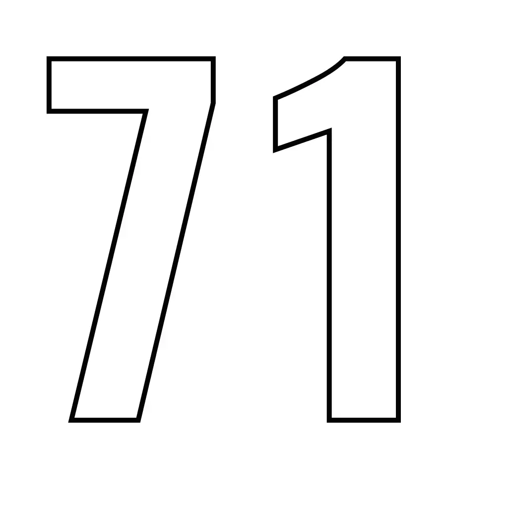 דף צביעה של המספר 71 להדפסה