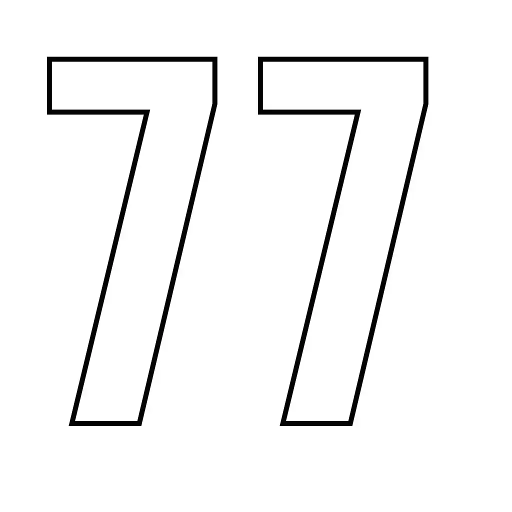 דף צביעה של המספר 77 להדפסה