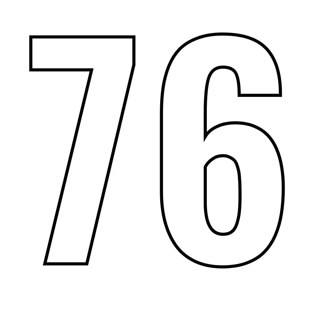 דף צביעה של המספר 76 להדפסה