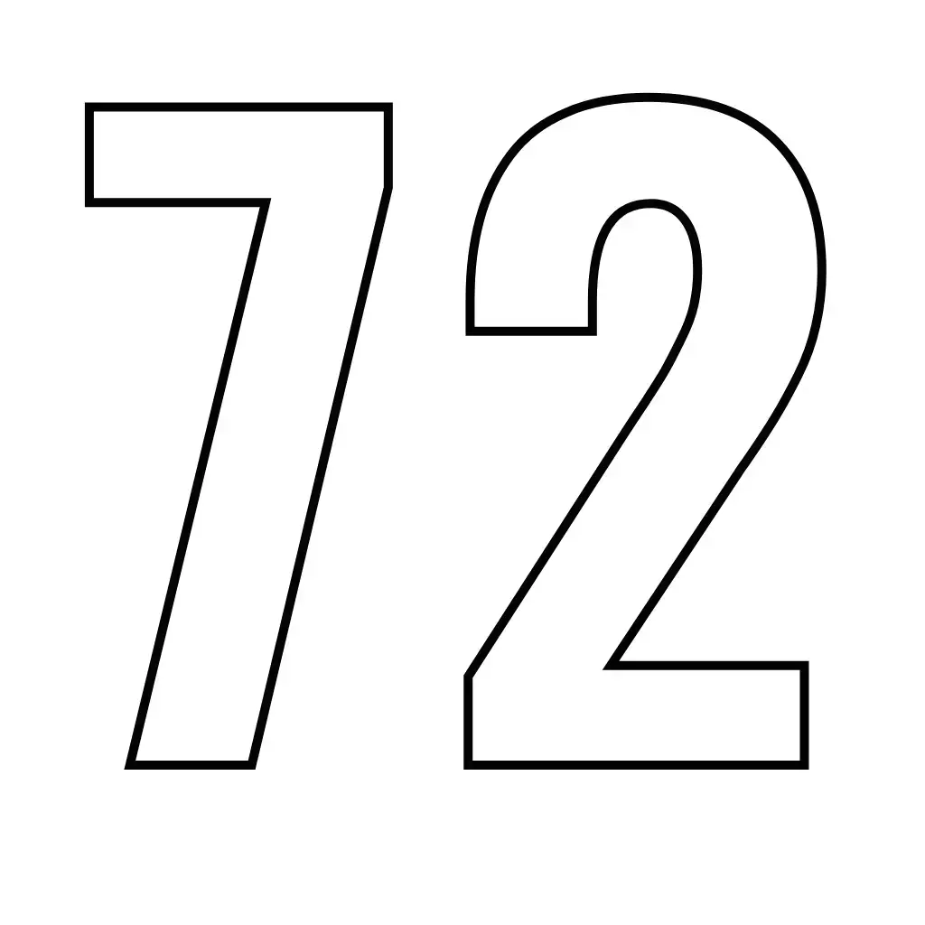 דף צביעה של המספר 72 להדפסה