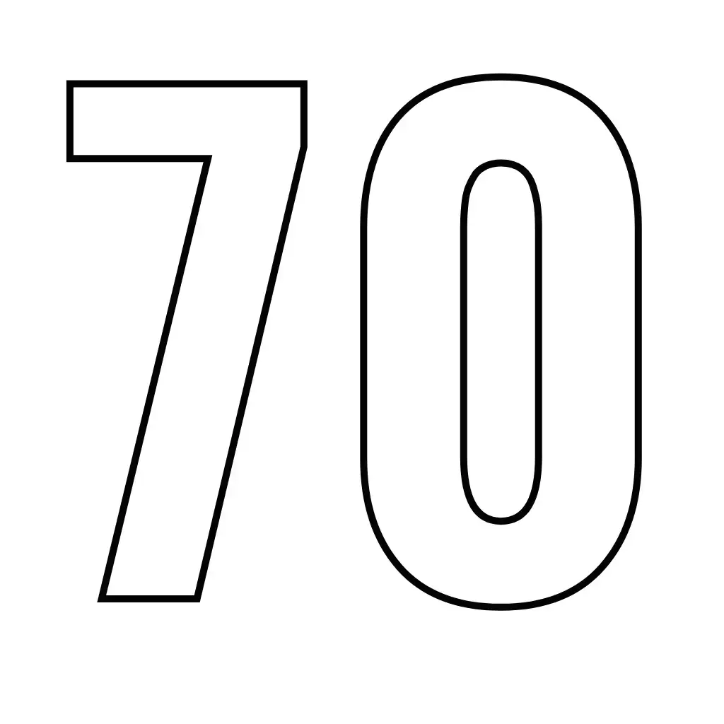 דף צביעה של המספר 70 להדפסה