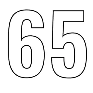דף צביעה של המספר 65 להדפסה