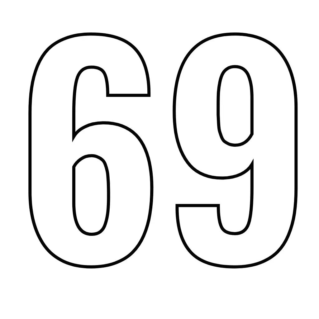 דף צביעה של המספר 69 להדפסה