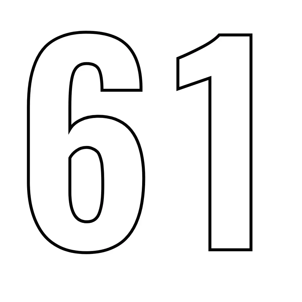 דף צביעה של המספר 61 להדפסה