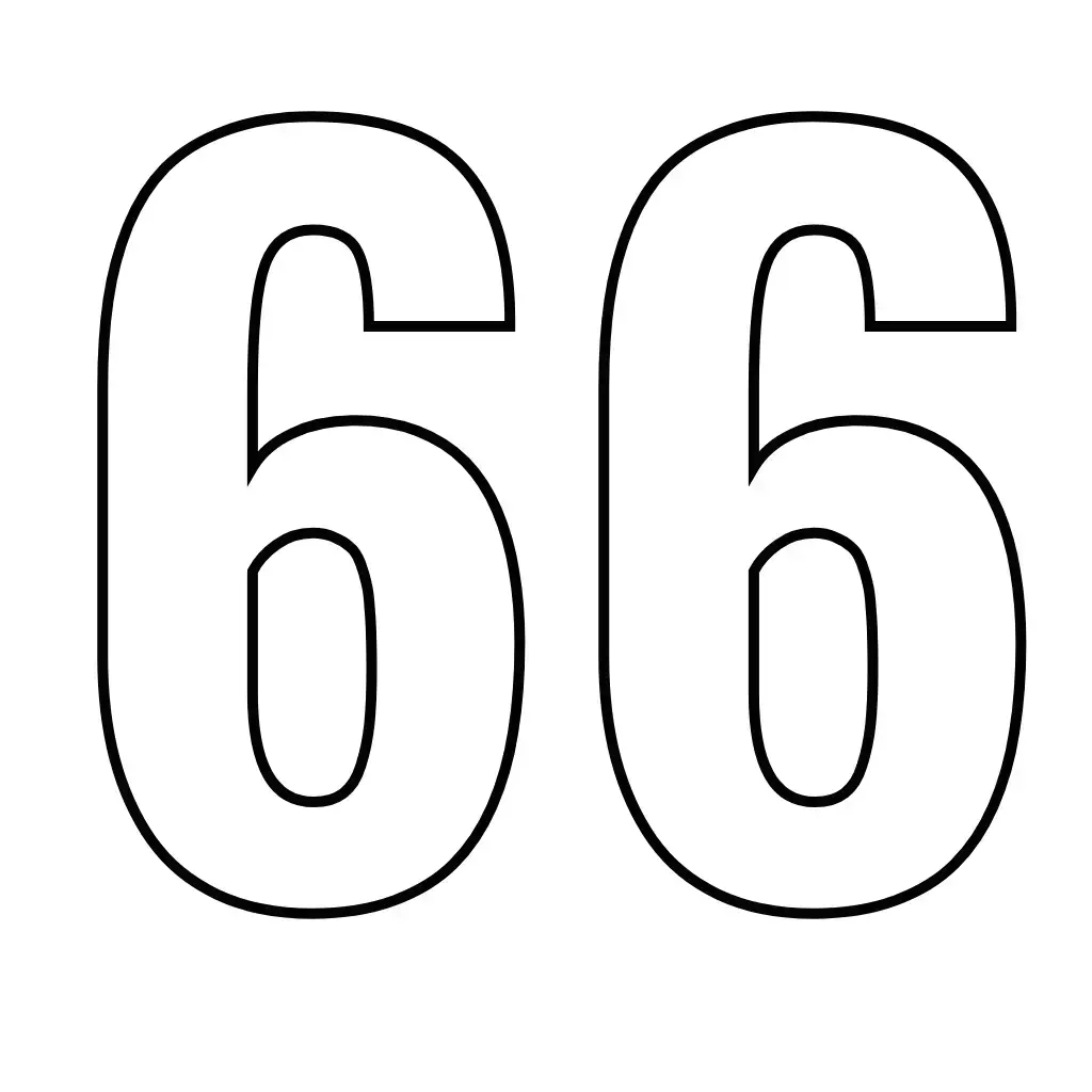 דף צביעה של המספר 66 להדפסה