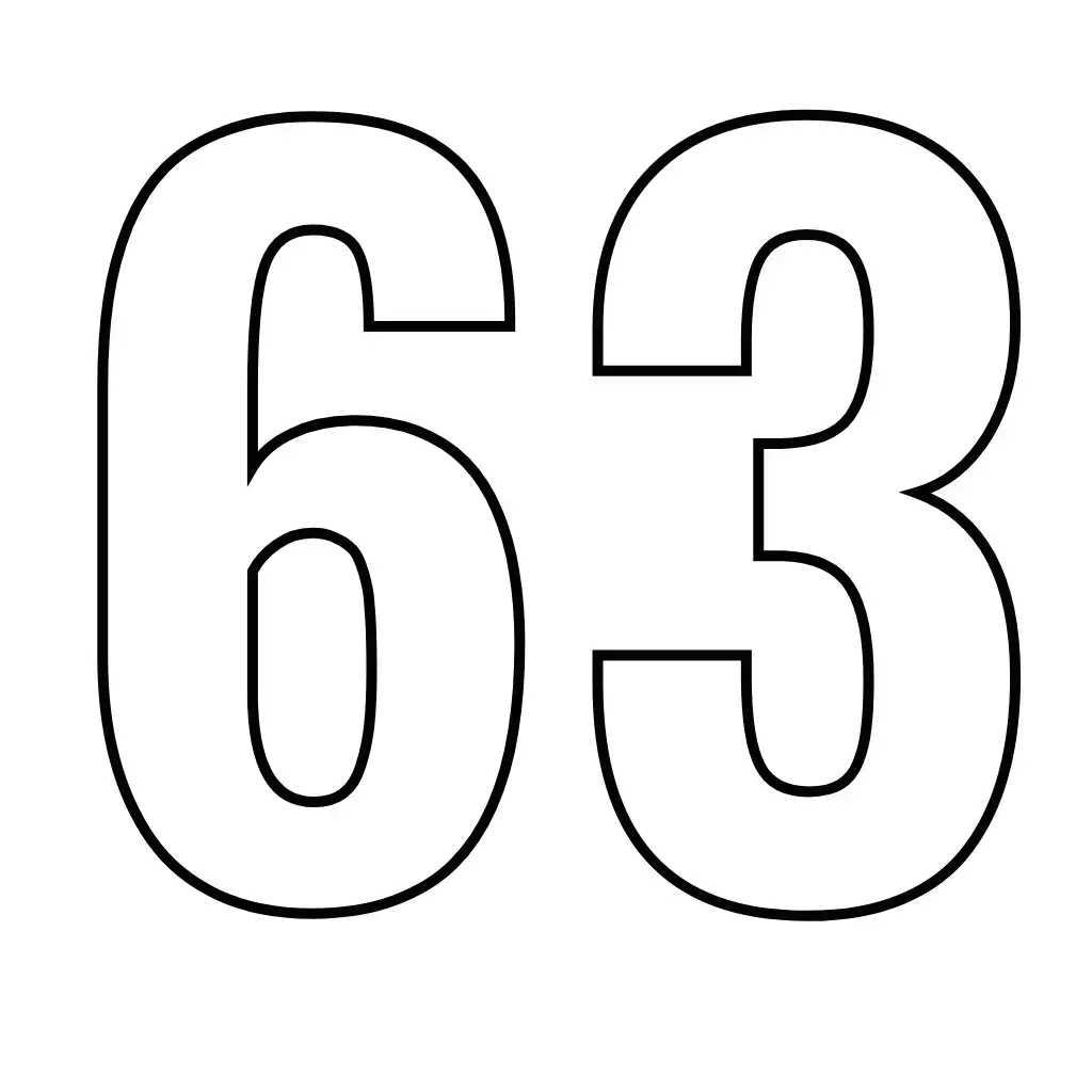 דף צביעה של המספר 63 להדפסה