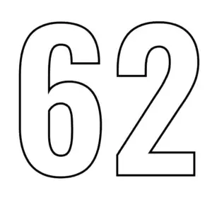 דף צביעה של המספר 62 להדפסה