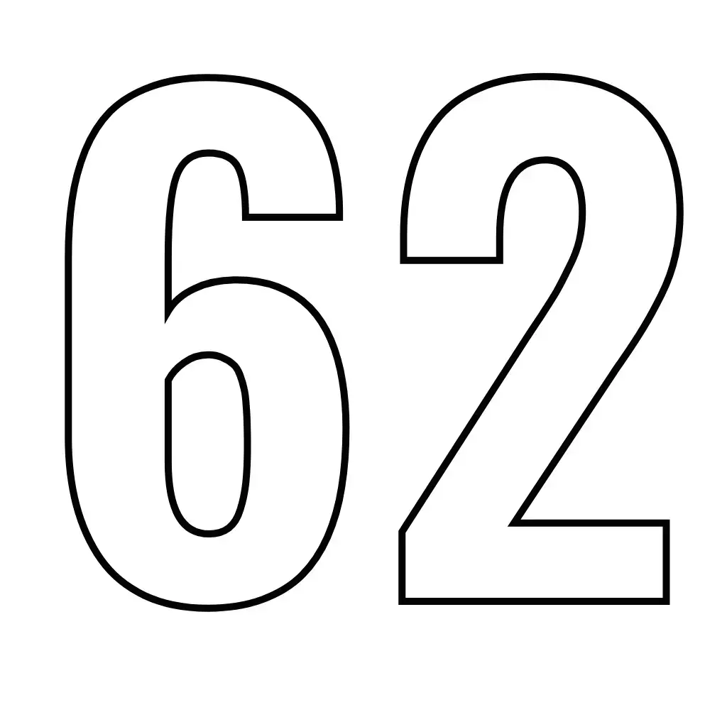 דף צביעה של המספר 62 להדפסה