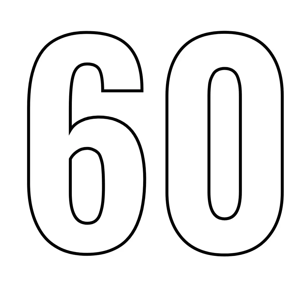דף צביעה של המספר 60 להדפסה