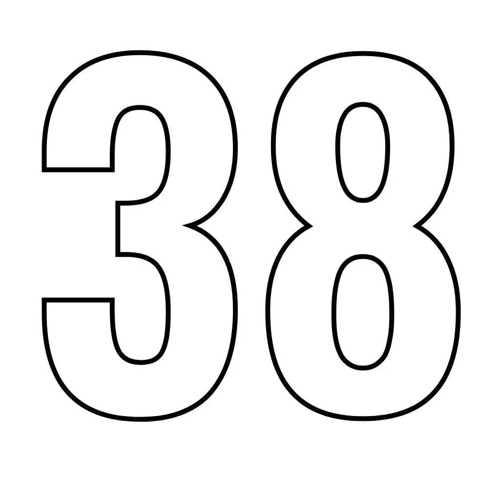 דף צביעה של המספר 38 להדפסה