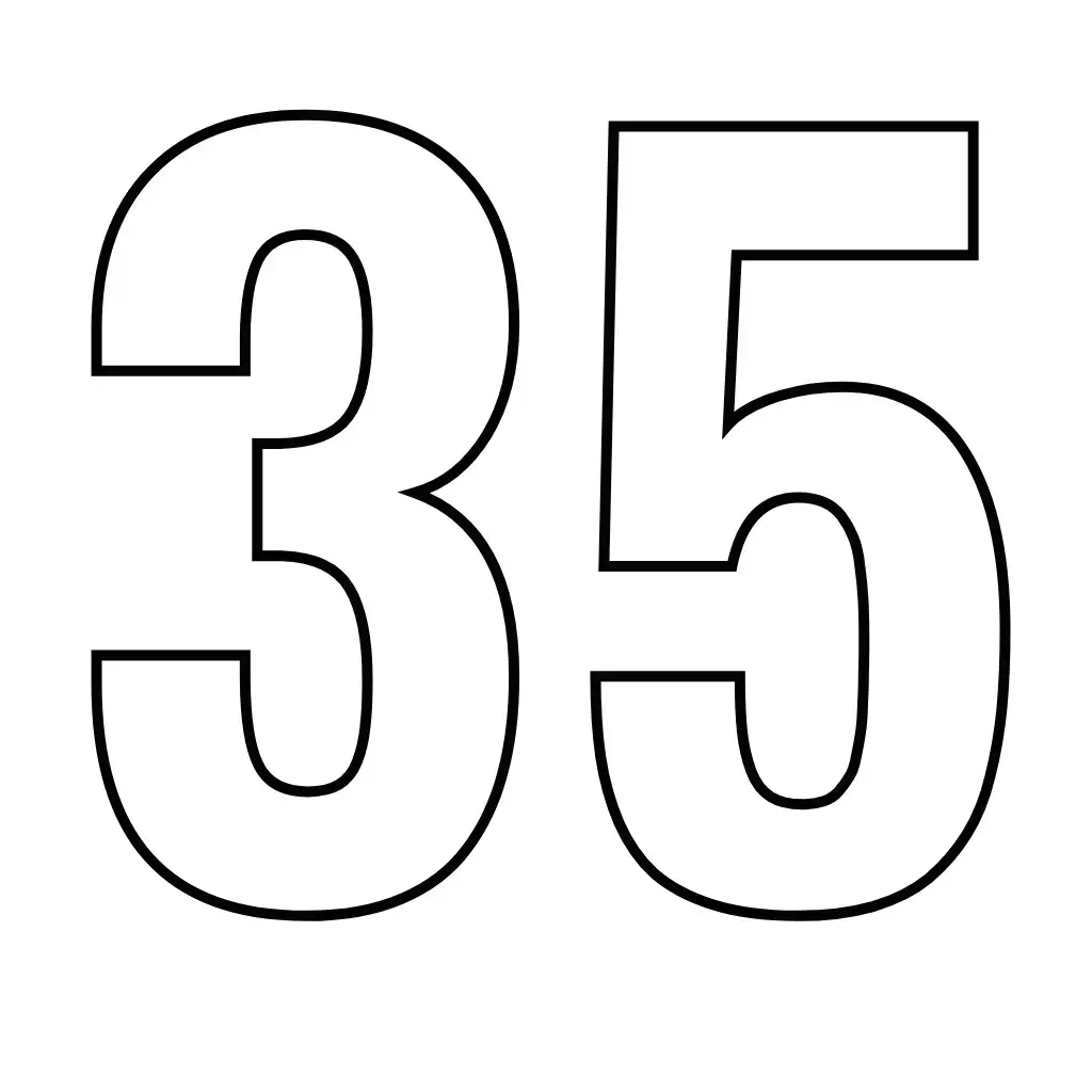 דף צביעה של המספר 35 להדפסה