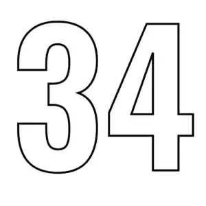 דף צביעה של המספר 34 להדפסה