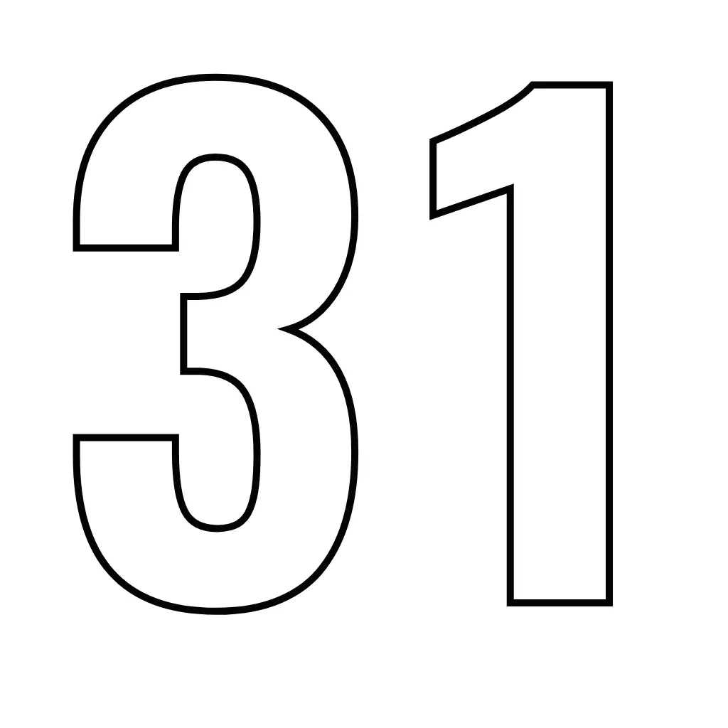 דף צביעה של המספר 31 להדפסה