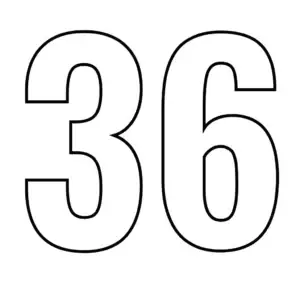 דף צביעה של המספר 36 להדפסה