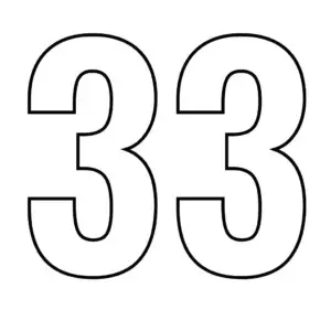 דף צביעה של המספר 33 להדפסה