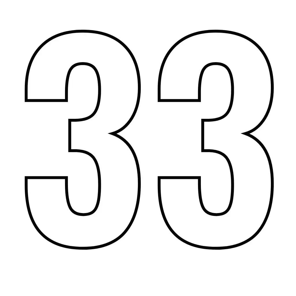 דף צביעה של המספר 33 להדפסה