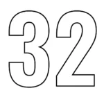 דף צביעה של המספר 32 להדפסה