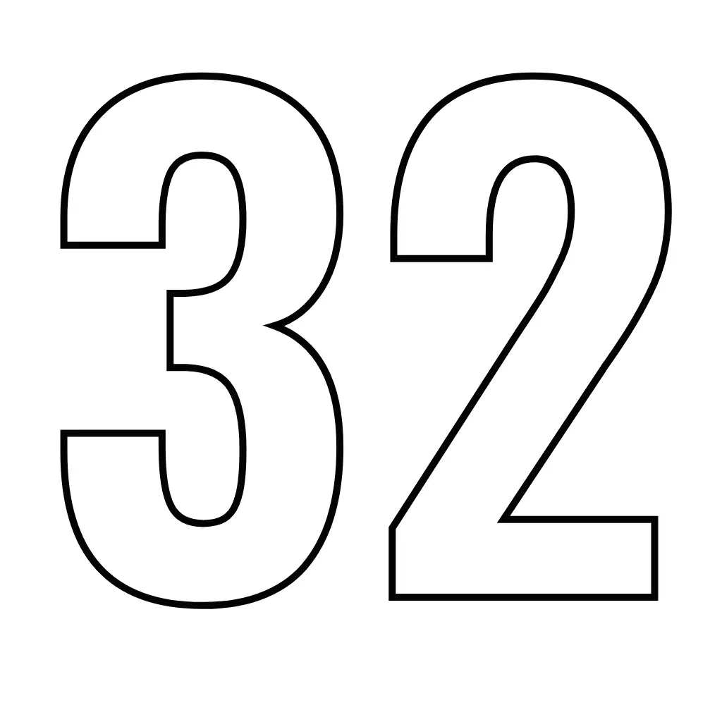 דף צביעה של המספר 32 להדפסה