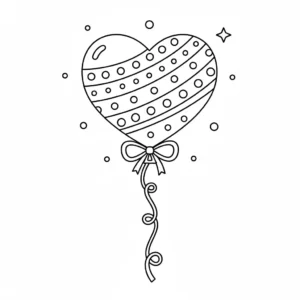 דף צביעה של אייקון בלון לב להדפסה