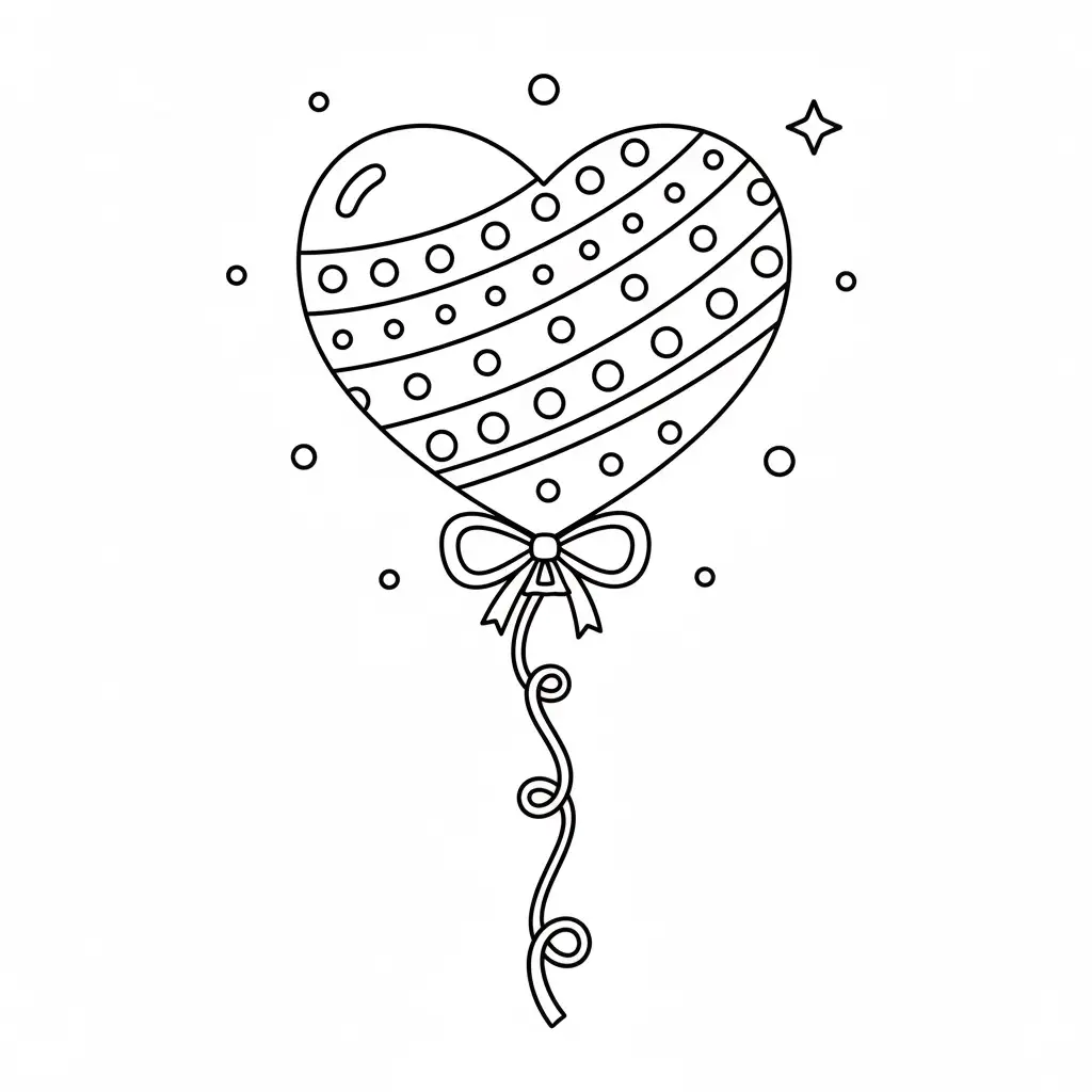 דף צביעה של אייקון בלון לב להדפסה