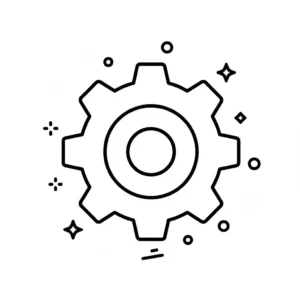 דף צביעה של אייקון גלגל שיניים להדפסה