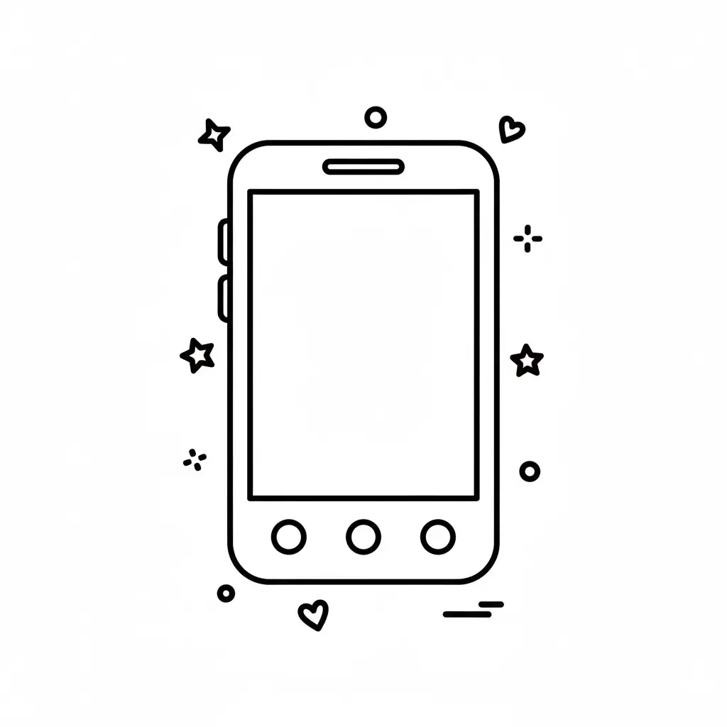 דף צביעה של אייקון טלפון נייד להדפסה