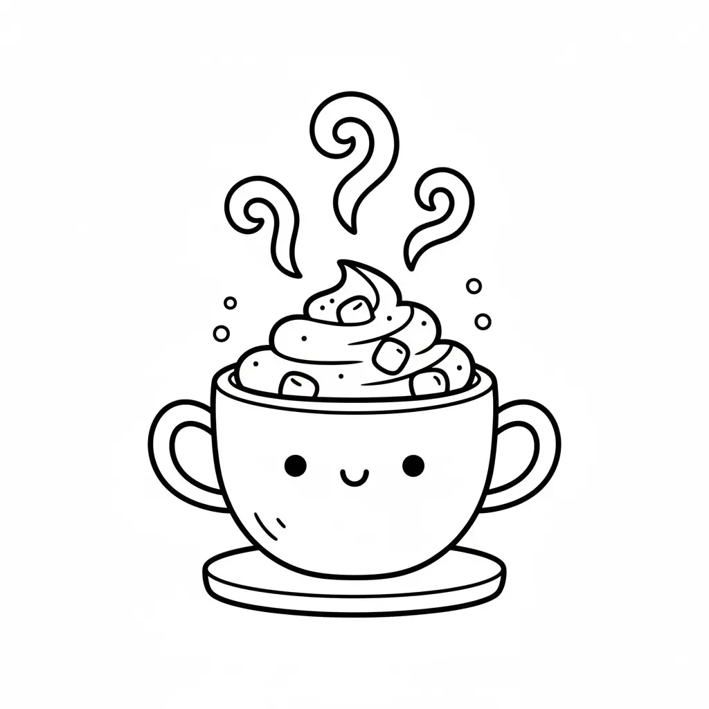 דף צביעה של אייקון כוס שוקו חם להדפסה