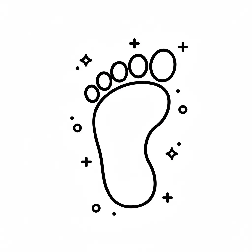 דף צביעה של אייקון כף רגל להדפסה