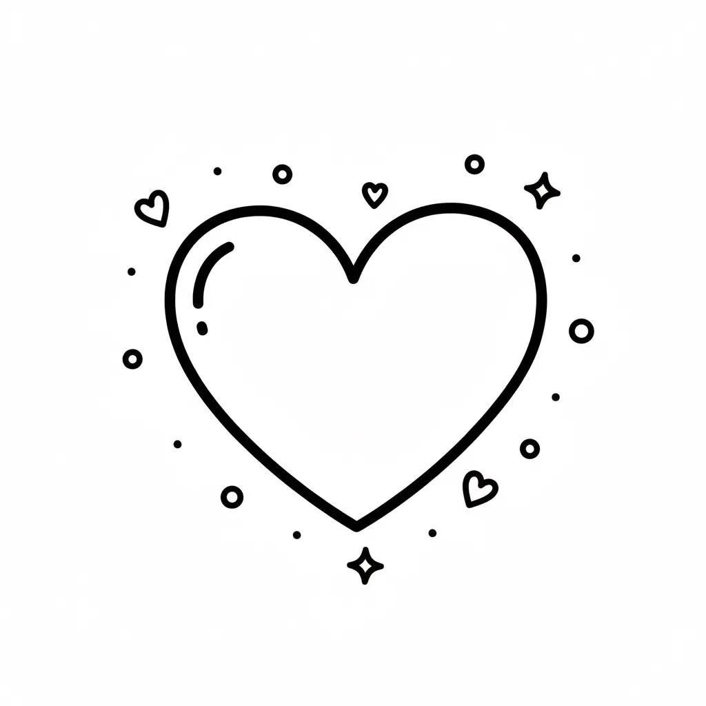 דף צביעה של אייקון לב להדפסה