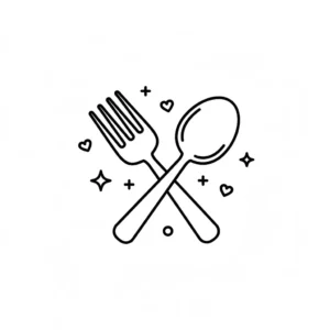 דף צביעה של אייקון מזלג וכף להדפסה