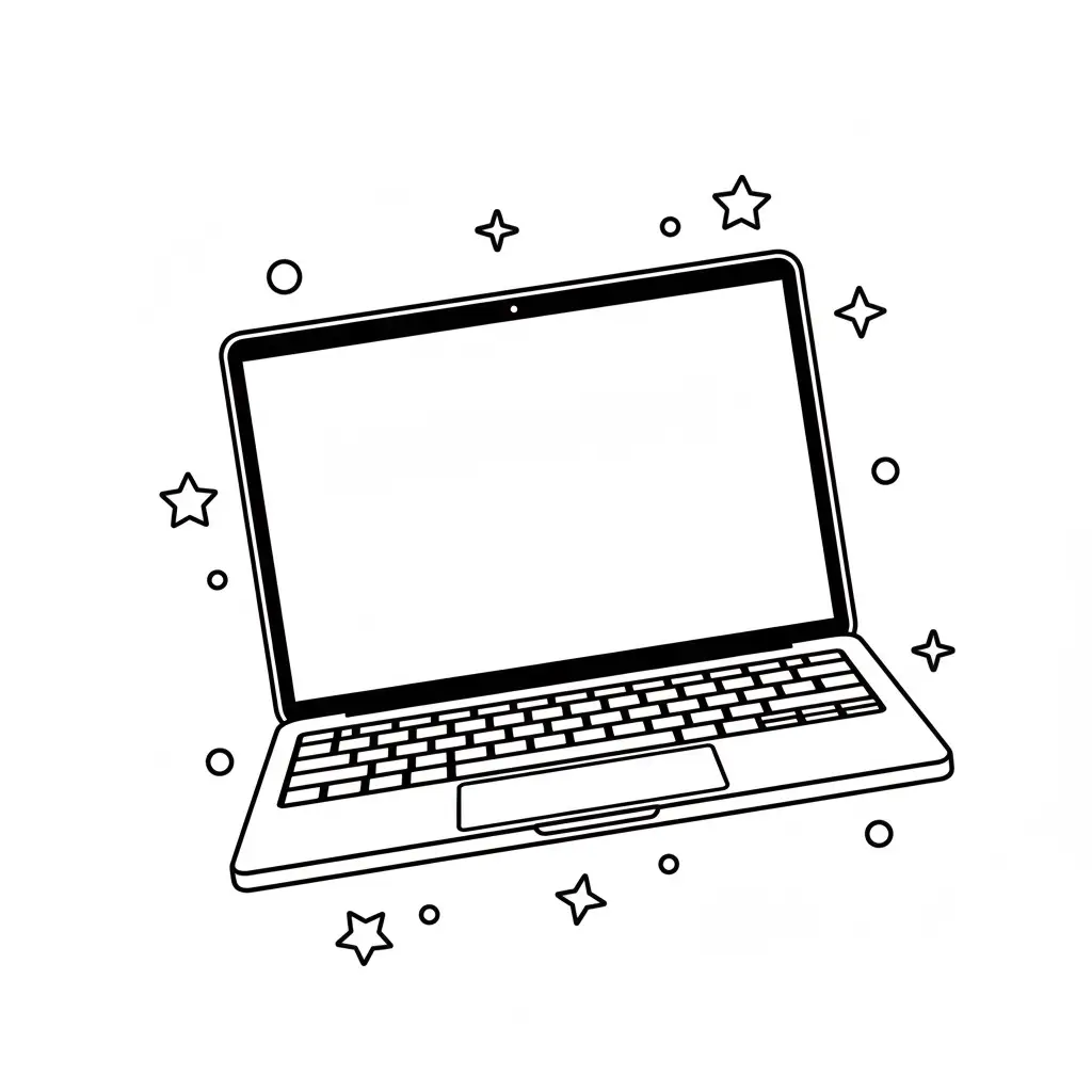 דף צביעה של אייקון מחשב נייד להדפסה