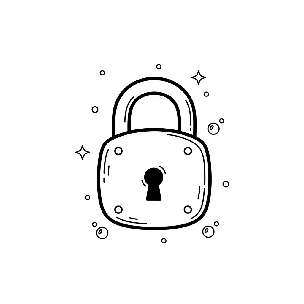 דף צביעה של אייקון מנעול להדפסה