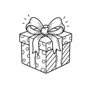 דף צביעה של אייקון מתנה להדפסה