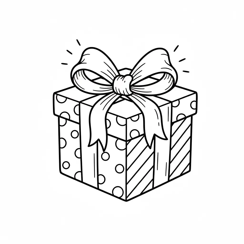 דף צביעה של אייקון מתנה להדפסה