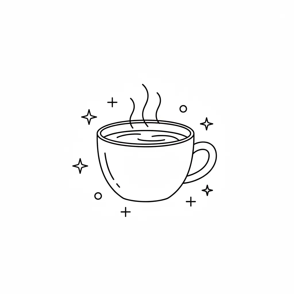 דף צביעה של אייקון ספל קפה להדפסה