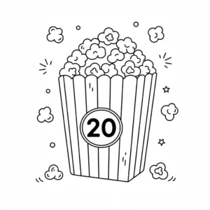 דף צביעה של אייקון פופקורן להדפסה