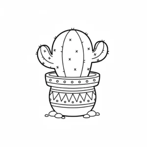 דף צביעה של אייקון קקטוס להדפסה