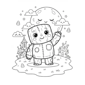 דף צביעה של בובת קש האלווין להדפסה