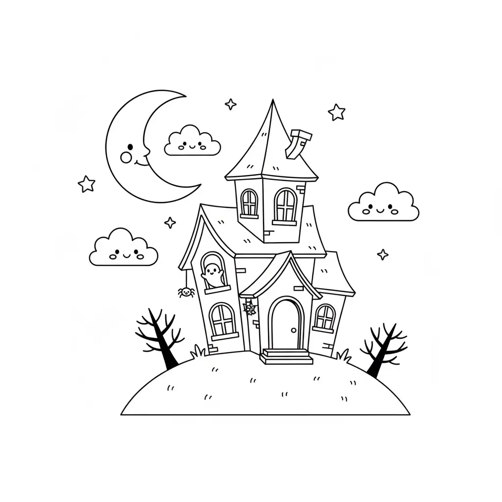 דף צביעה של בית רדוף האלווין להדפסה