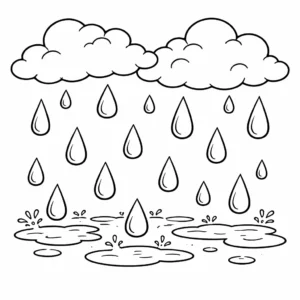 דף צביעה של גשם מטפטף להדפסה