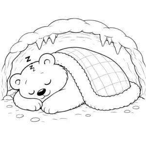 דף צביעה של דוב בשנת חורף להדפסה