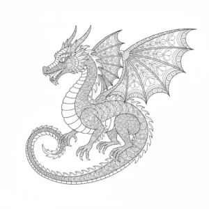 דף צביעה של דרקון זנטנגל להדפסה