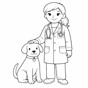 דף צביעה של וטרינרית להדפסה