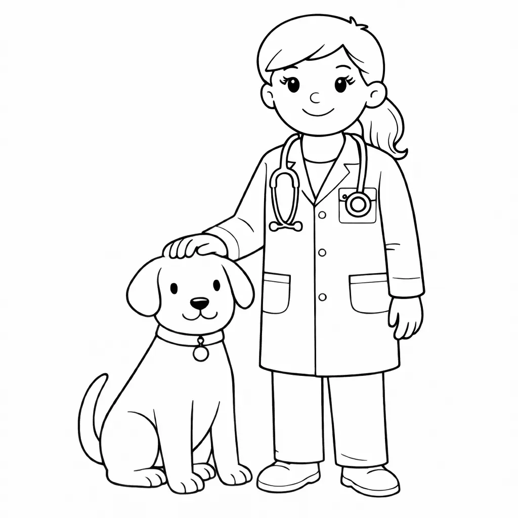 דף צביעה של וטרינרית להדפסה