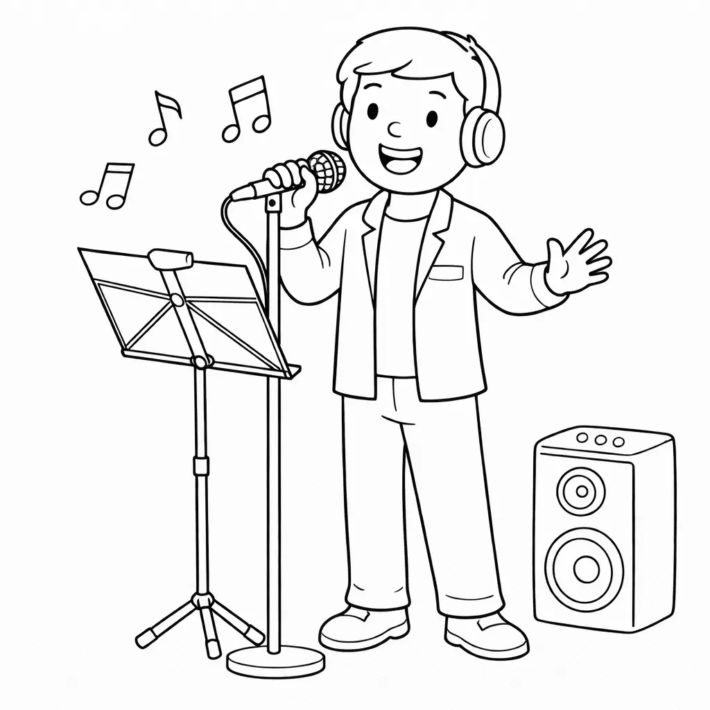 דף צביעה של זמר להדפסה